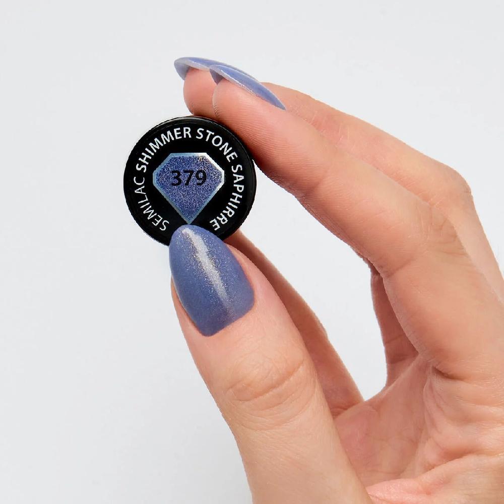 Semilac 379 SHIMMER STONE SAPHIRRE - Semilac Soak Off Gel / Hybrid Nail Polish UV Hybrid Color