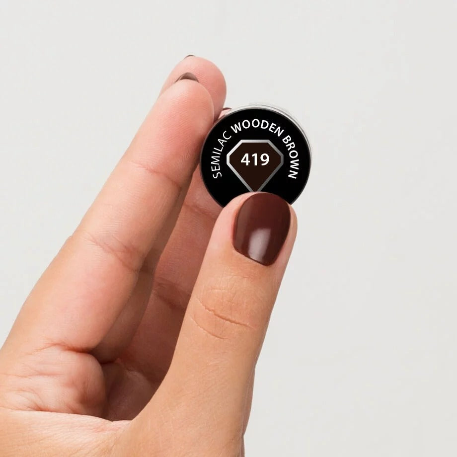 Semilac 419 Wooden Brown - Semilac Soak Off Gel / Hybrid Nail Polish UV Hybrid Color