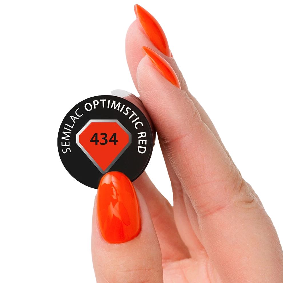 Semilac 434 OPTIMISTIC RED Semilac Soak Off Gel / Hybrid Nail Polish - EVEN BETTER TOGETHER Collection UV Hybrid Color