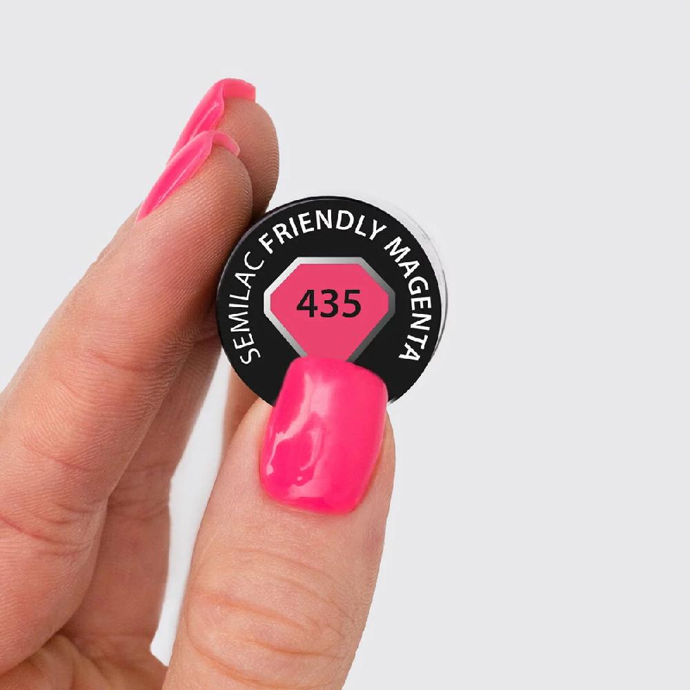 Semilac 435 Friendly Magenta - Semilac Soak Off Gel / Hybrid Nail Polish UV Hybrid Base/Top