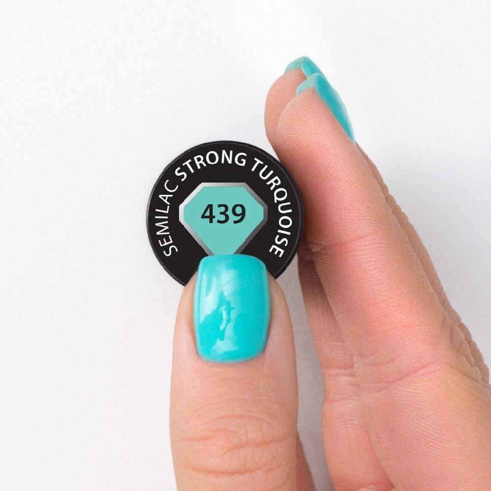 Semilac 439 STRONG TURQUOISE Semilac Soak Off Gel / Hybrid Nail Polish - EVEN BETTER TOGETHER Collection UV Hybrid Color