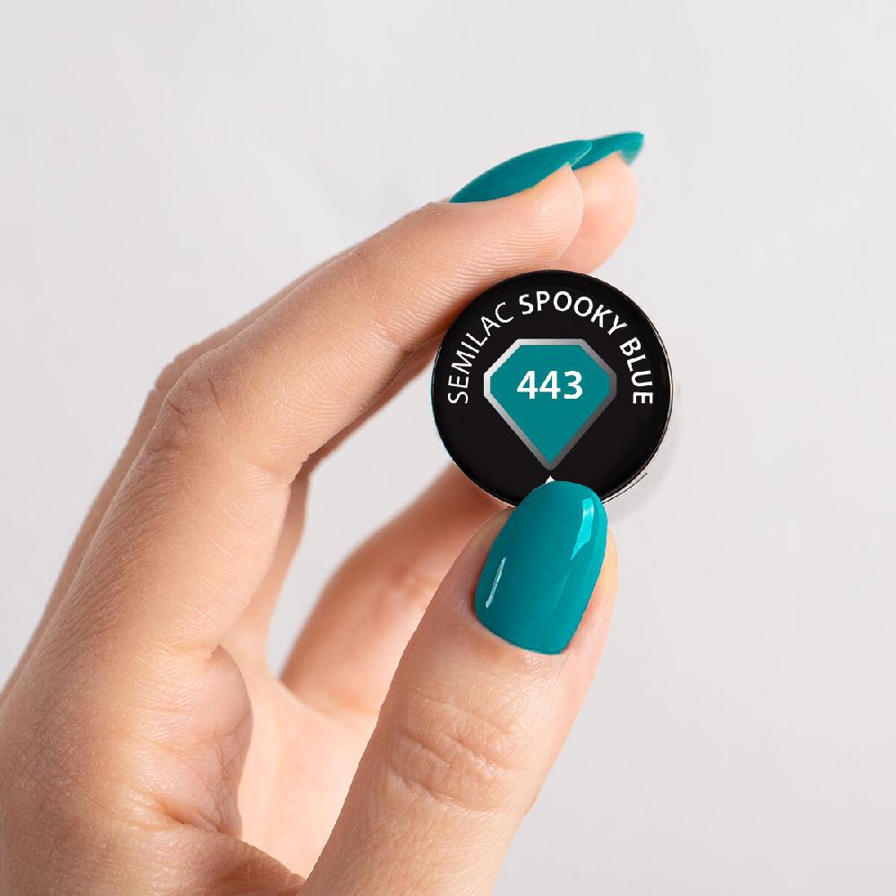 Semilac 443 Spooky Blue - Semilac Soak Off Gel / Hybrid Nail Polish UV Hybrid Color