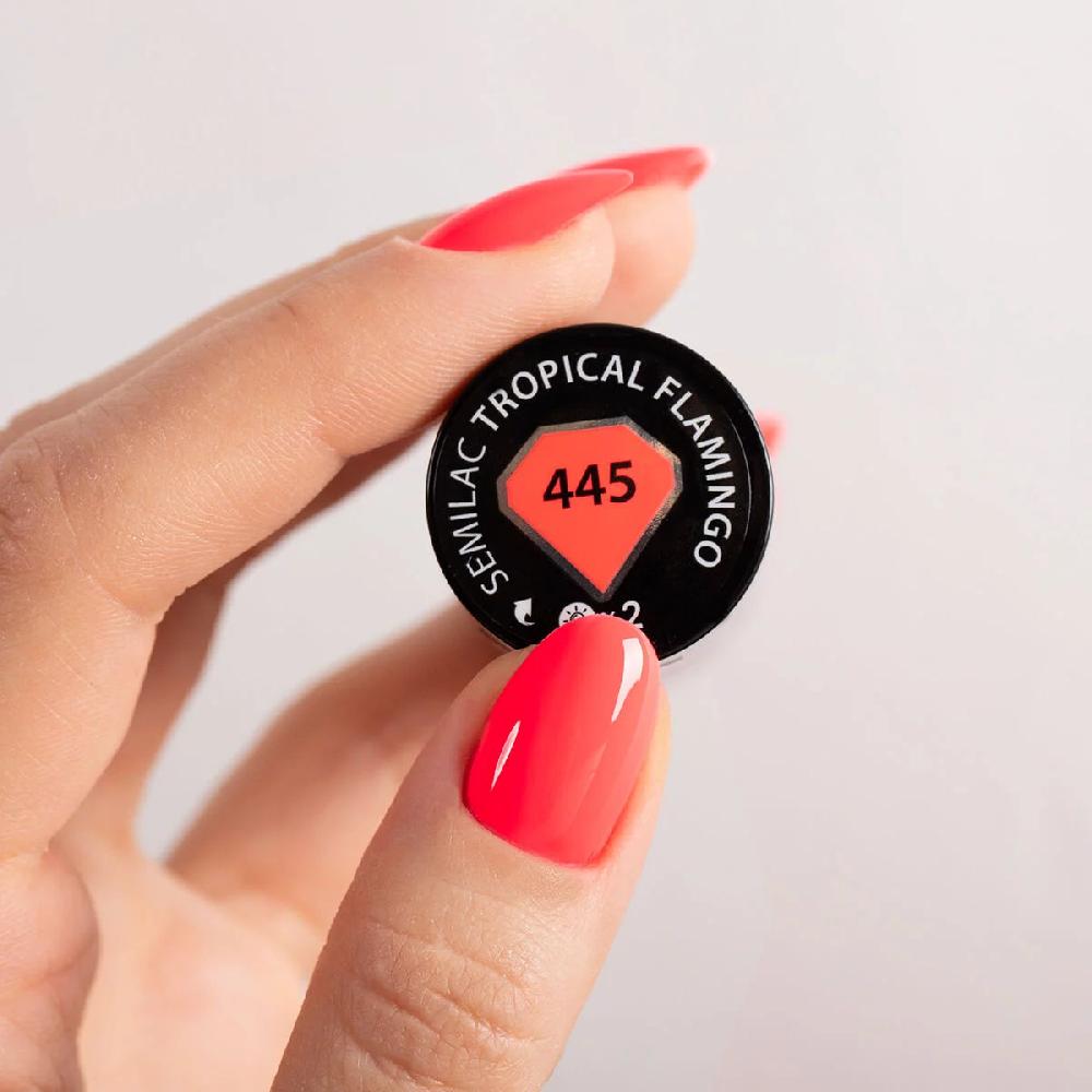 Semilac 445 Tropical Flamingo - Semilac Soak Off Gel / Hybrid Nail Polish UV Hybrid Color