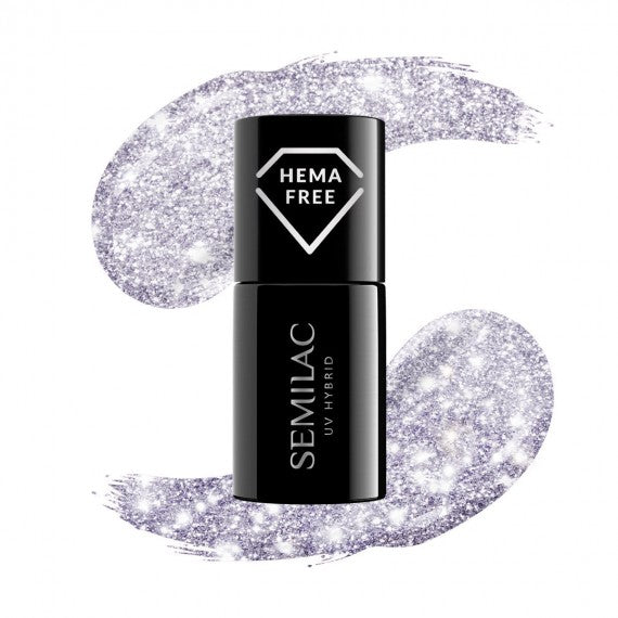 Semilac 461 HOLLYWOOD SILVER - Semilac Soak Off Gel / Hybrid Nail Polish UV Hybrid Color
