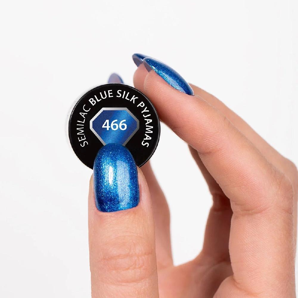 Semilac 466 Blue Silk Pyjamas - Semilac Soak Off Gel / Hybrid Nail Polish UV Hybrid Color