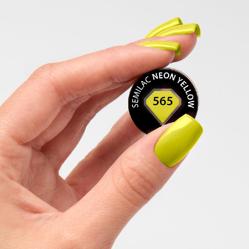 Semilac 565 NEON YELLOW Semilac Soak Off Gel / Hybrid Nail Polish UV Hybrid Color