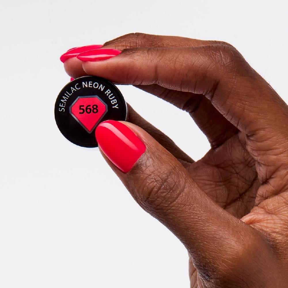 Semilac 568 NEON RUBY Semilac Soak Off Gel / Hybrid Nail Polish UV Hybrid Color
