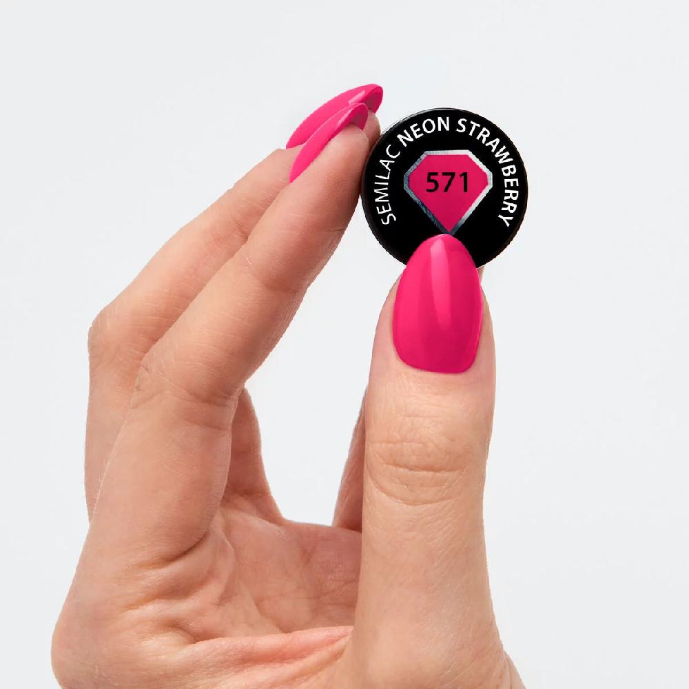 Semilac 571 Neon Strawberry - Semilac Soak Off Gel / Hybrid Nail Polish UV Hybrid Color