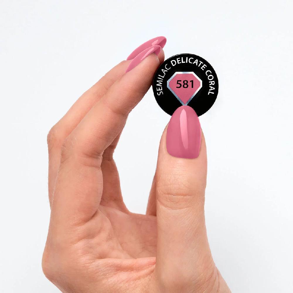 Semilac 581 Delicate Coral - Semilac Soak Off Gel / Hybrid Nail Polish UV Hybrid Color