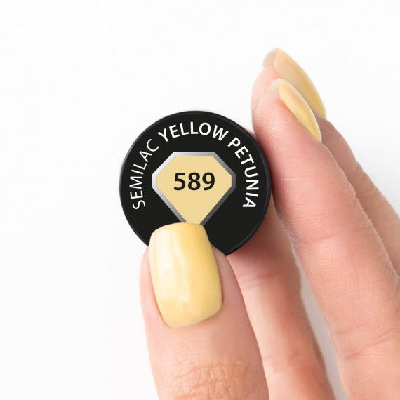 Semilac 589 YELLOW PETUNIA Semilac Soak Off Gel / Hybrid Nail Polish UV Hybrid Color