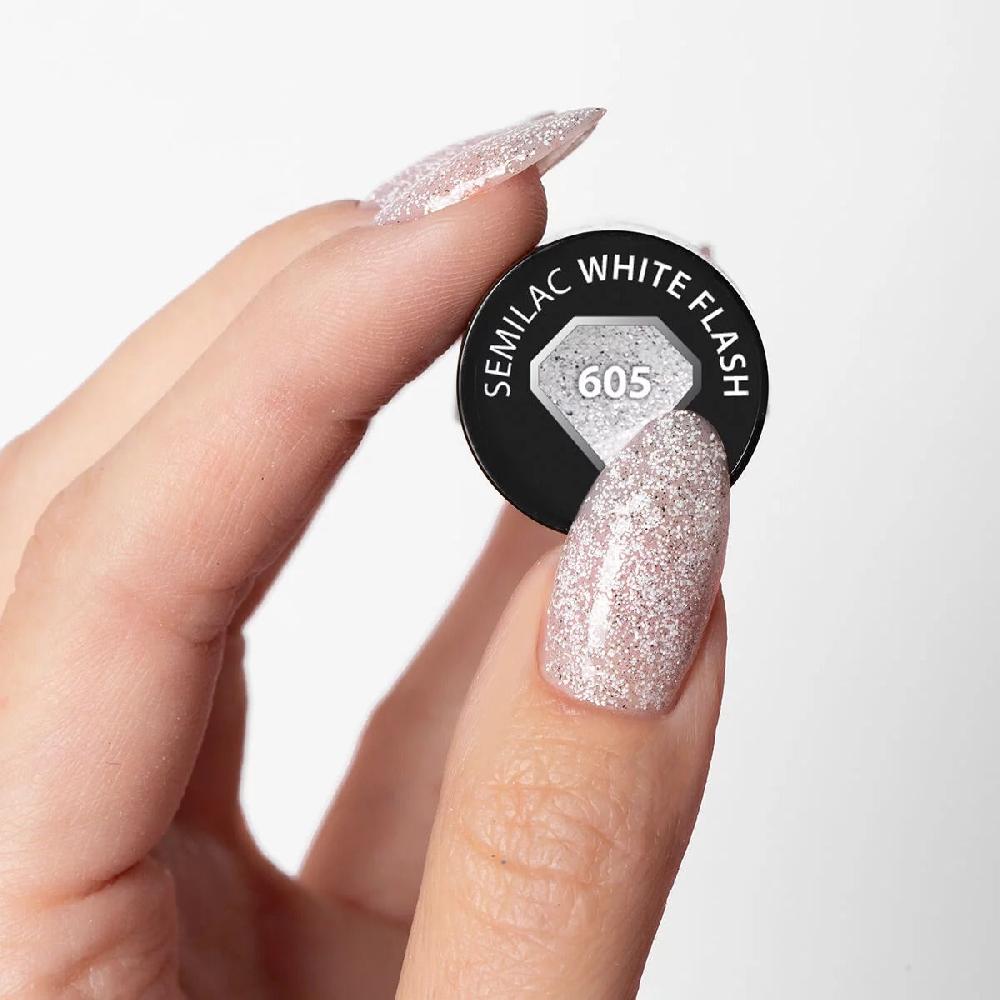 Semilac 605 White Flash - Semilac Soak Off Gel / Hybrid Nail Polish UV Hybrid Color