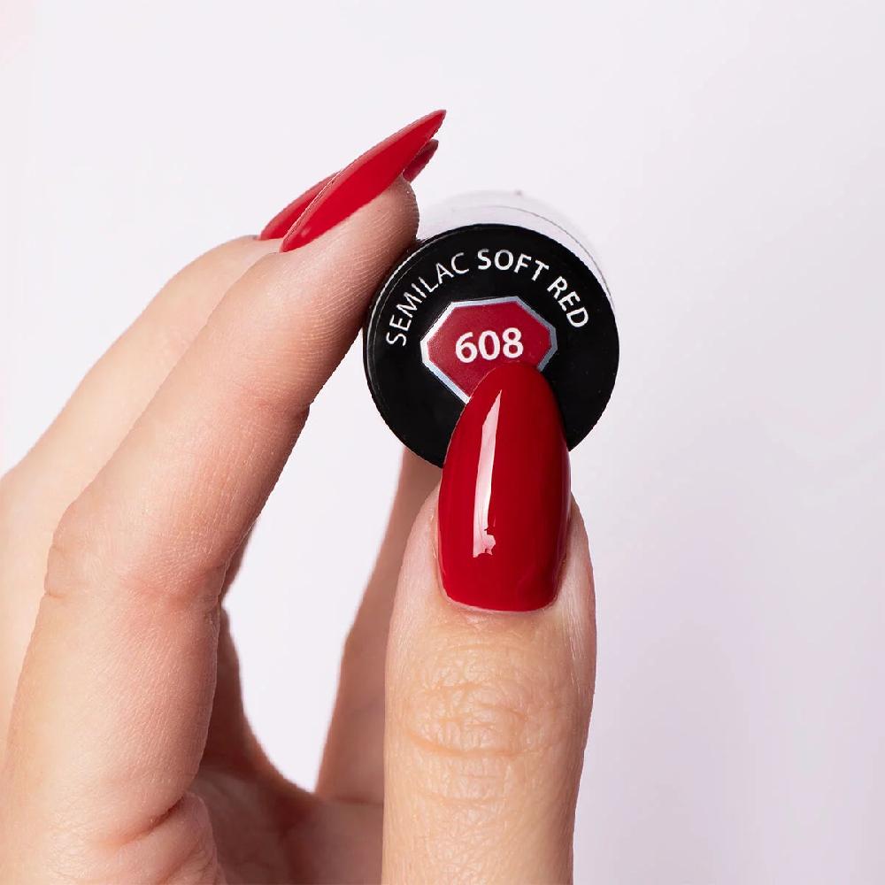 Semilac 608 Soft Red - Semilac Soak Off Gel / Hybrid Nail Polish UV Hybrid Color