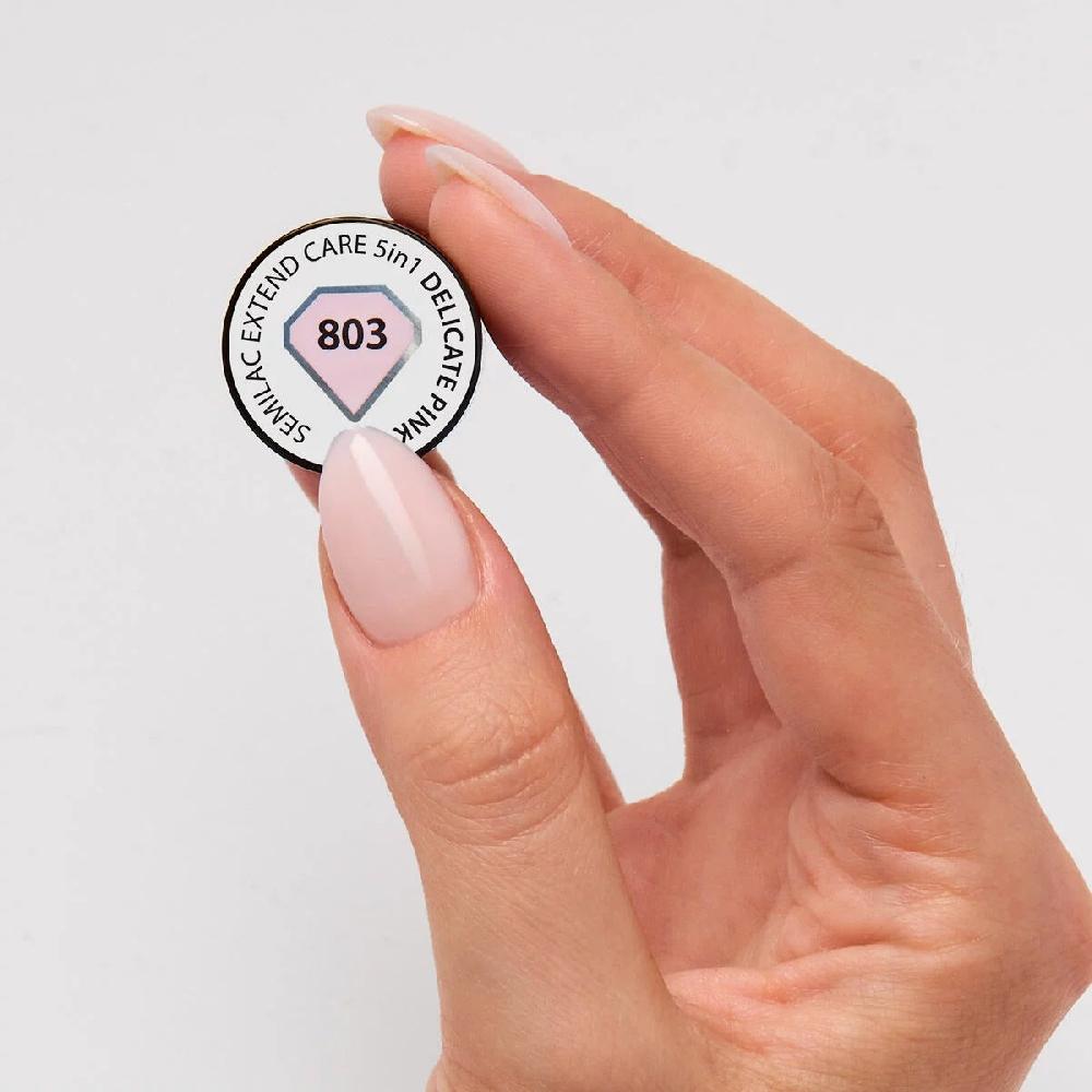 Semilac 803 Delicate Pink Extend CARE 5in1 BASE - Semilac Soak Off Gel / Hybrid Nail Polish UV Hybrid Base/Top