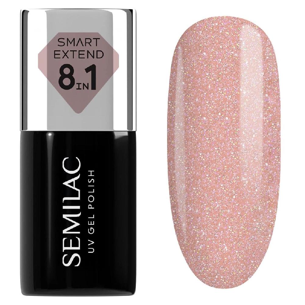 semilac 804 Glitter Soft Beige Extend 8in1 - Semilac Smart Builder Gel / Hybrid Nail Polish UV Hybrid Base/Top