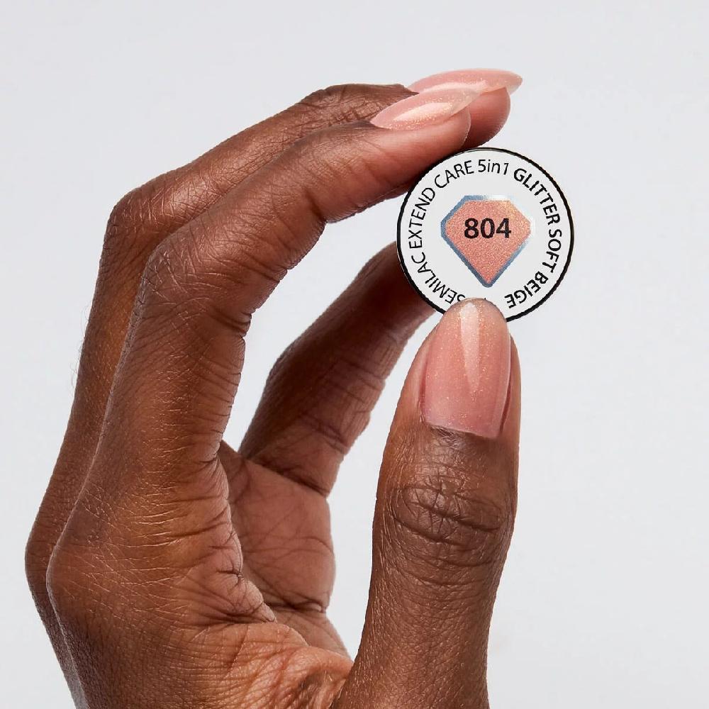 Semilac 804 GLITTER SOFT BEIGE - Semilac Extend CARE 5in1 Soak Off Gel / Hybrid Nail Polish UV Hybrid Color