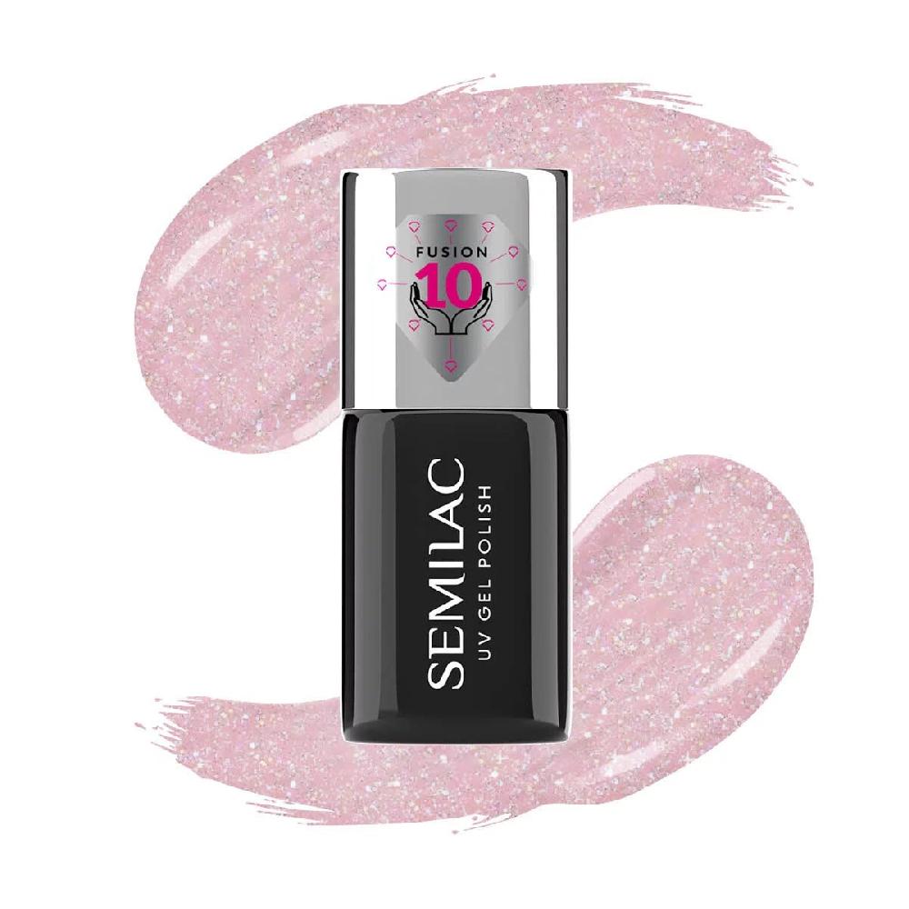 semilac 805 GLITTER Dirty Nude Rose - EXTEND CARE 5in1 Gel / Hybrid Nail Polish UV Hybrid Color