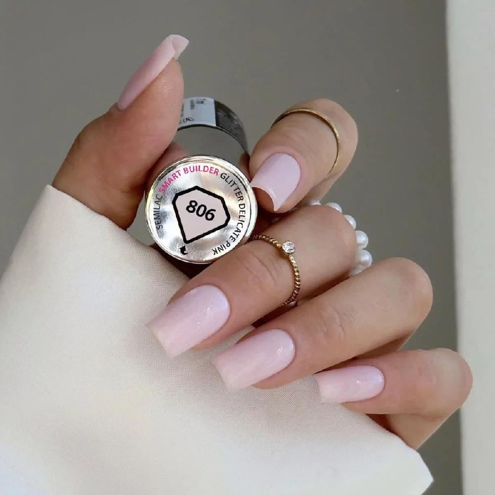Semilac 806 Glitter Delicate Pink Extend 8in1 - Semilac Smart Builder Gel / Hybrid Nail Polish UV Hybrid Base/Top