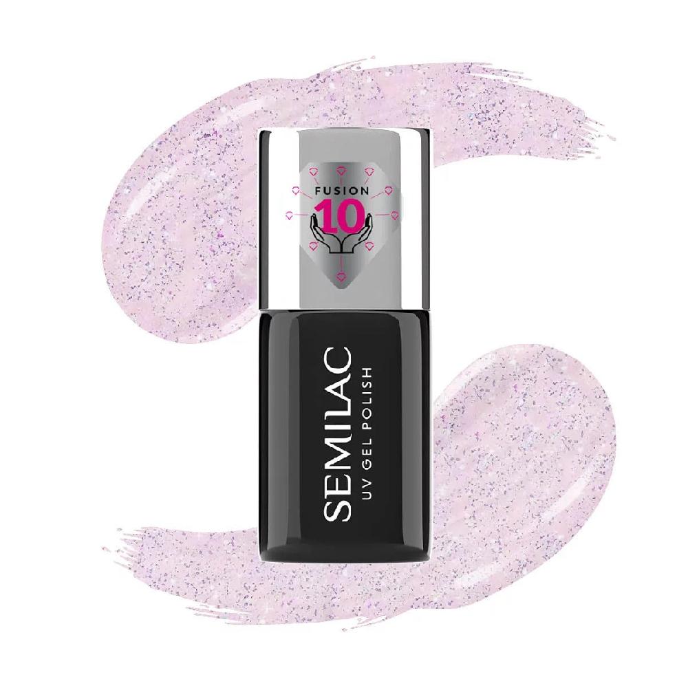 semilac 806 Glitter Delicate Pink Extend CARE 5in1 BASE - Semilac Soak Off Gel / Hybrid Nail Polish UV Hybrid Base/Top