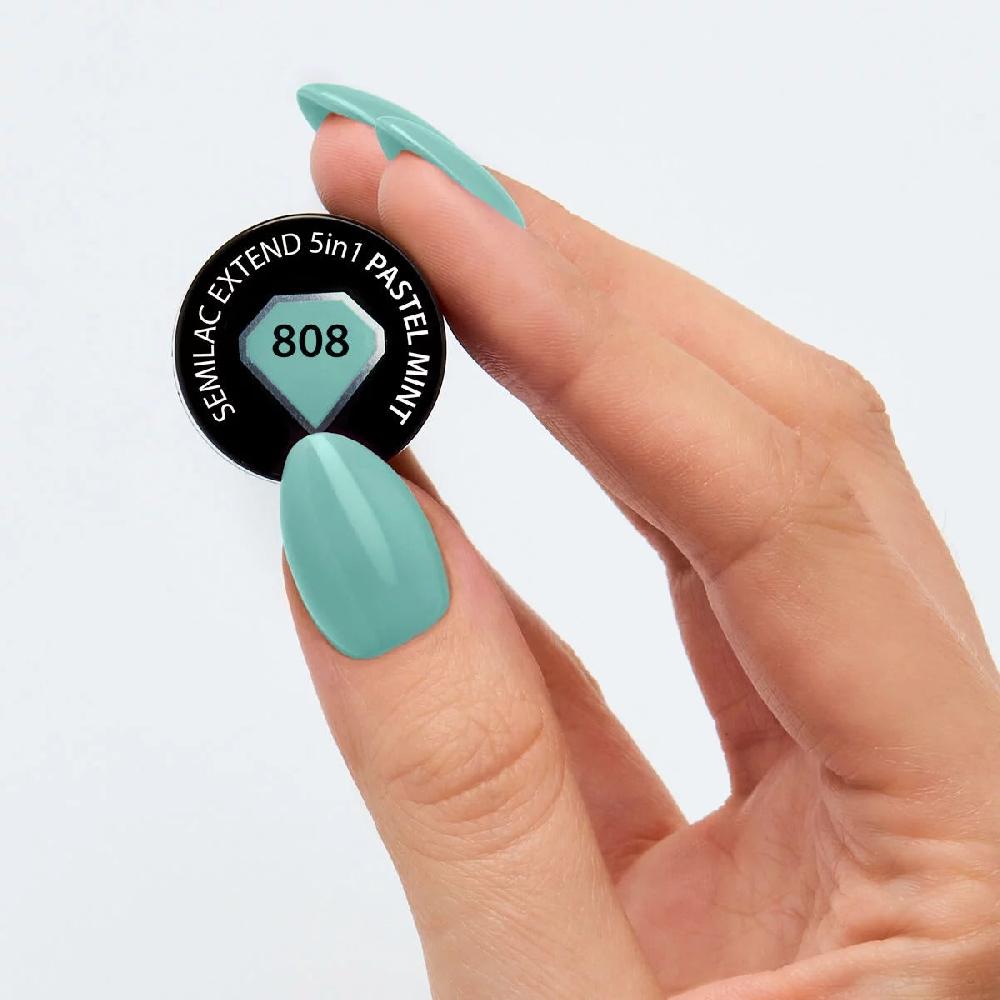 Semilac 808 PASTEL MINT - Semilac Extend 5in1 Soak Off Gel / Hybrid Nail Polish UV Hybrid Color