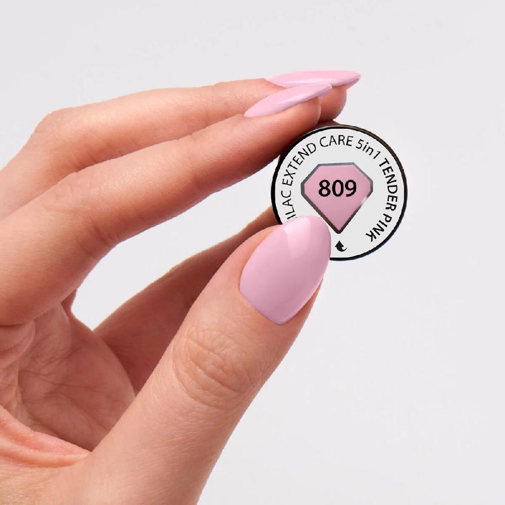 Semilac 809 Tender Pink Extend CARE 5in1 BASE - Semilac Soak Off Gel / Hybrid Nail Polish UV Hybrid Base/Top