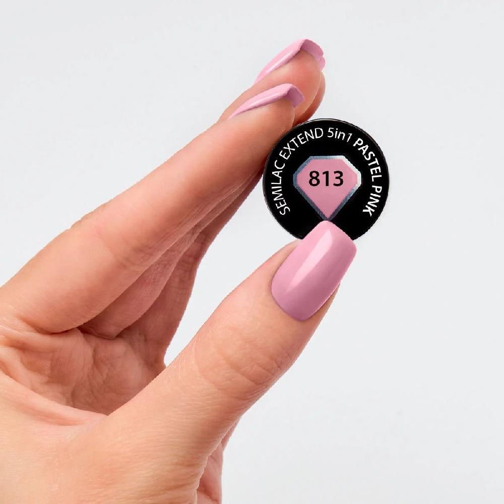 Semilac 813 Pastel Pink Extend 5in1 BASE - Semilac Soak Off Gel / Hybrid Nail Polish UV Hybrid Base/Top