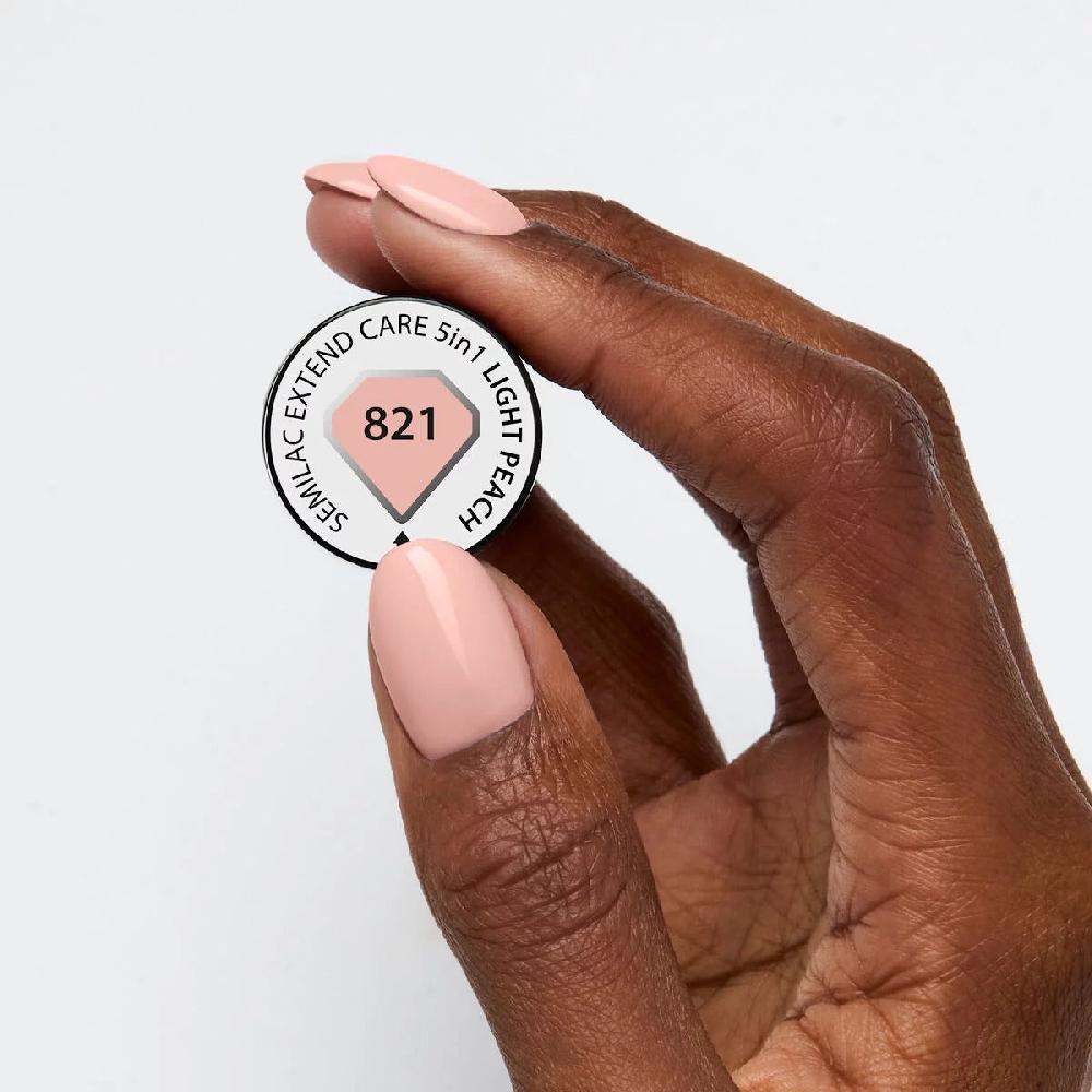 Semilac 821 Light Peach Extend CARE 5in1 BASE - Semilac Soak Off Gel / Hybrid Nail Polish UV Hybrid Base/Top