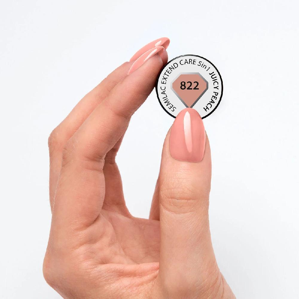 Semilac 822 JUICY PEACH - Semilac Extend CARE 5in1 Soak Off Gel / Hybrid Nail Polish UV Hybrid Color