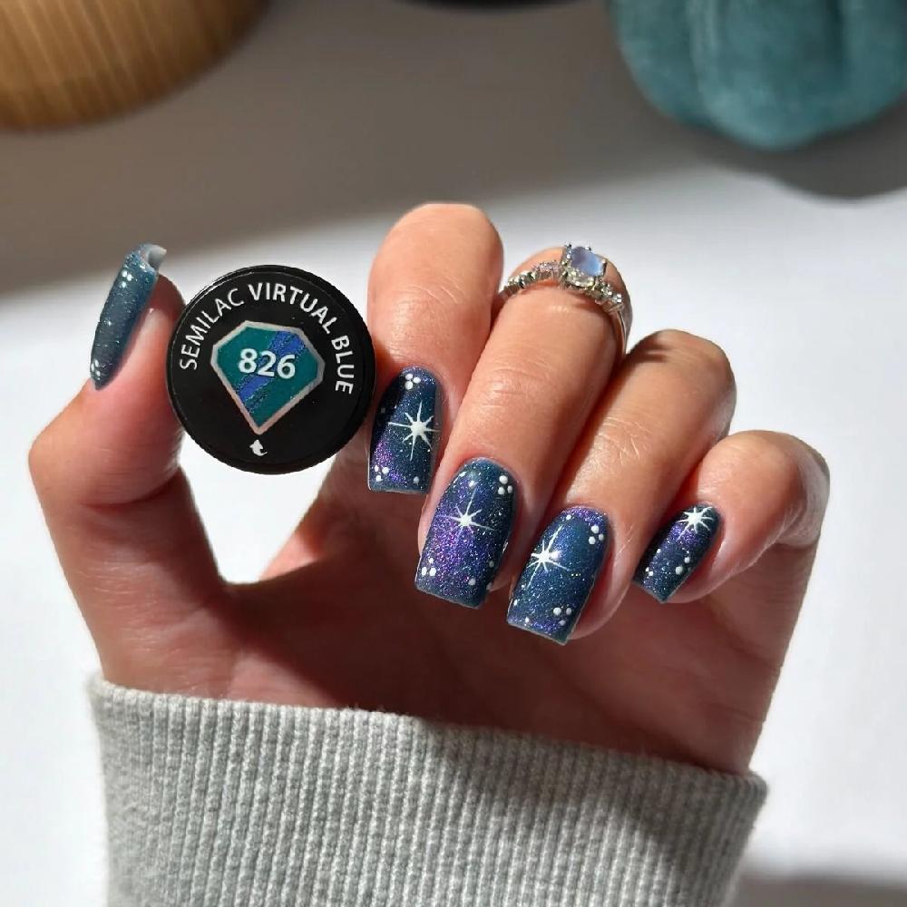 Semilac 826 Virtual Blue - Semilac Soak Off Gel / Hybrid Nail Polish UV Hybrid Color
