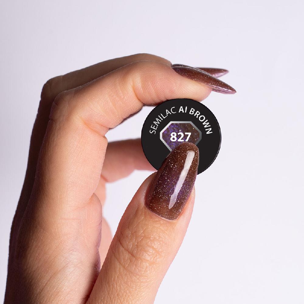 Semilac 827 AI Brown - Semilac Soak Off Gel / Hybrid Nail Polish UV Hybrid Color