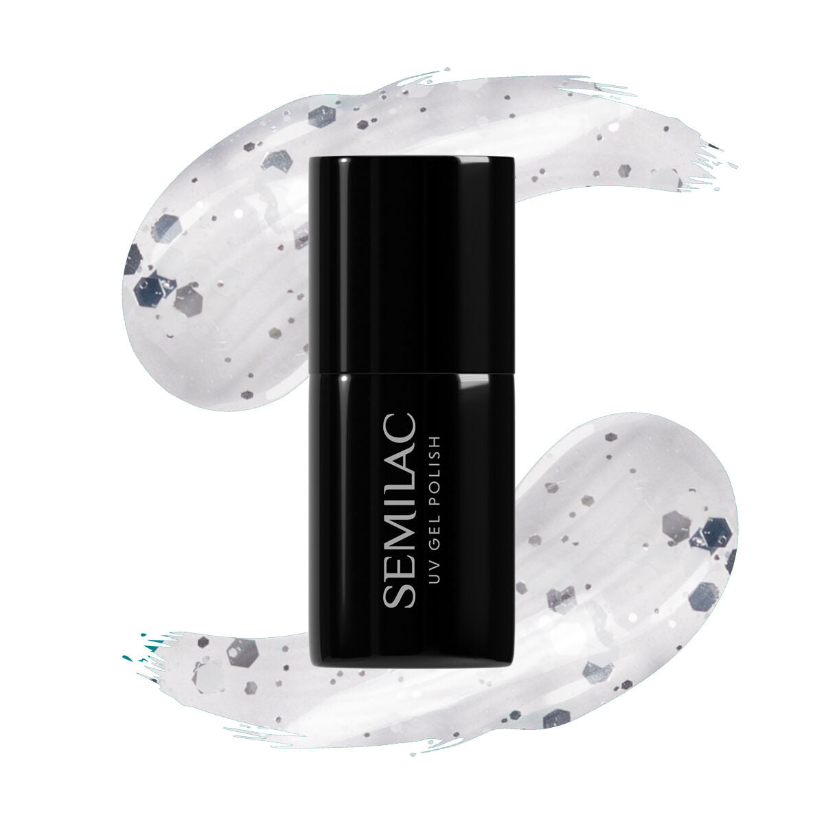 semilac 924 Silver & White Drops - Semilac Soak Off Gel / Hybrid Nail Polish UV Hybrid Color