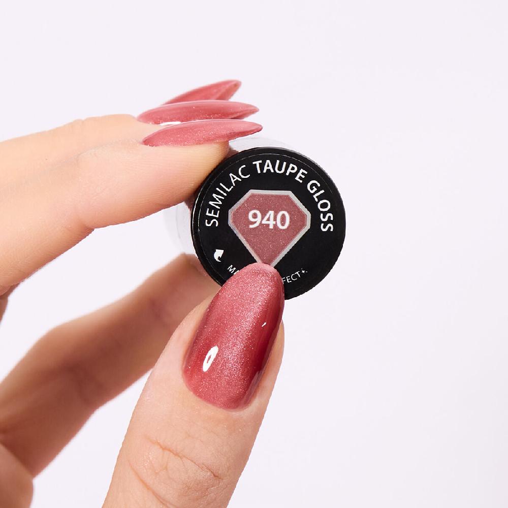 Semilac 940 Taupe Gloss - Semilac Soak Off Gel / Hybrid Nail Polish UV Hybrid Color