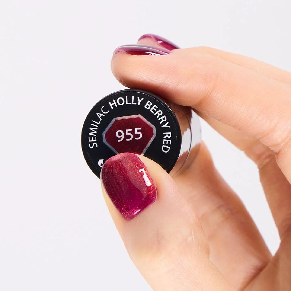 Semilac 955 Holly Berry Red - Semilac Soak Off Gel / Hybrid Nail Polish UV Hybrid Color