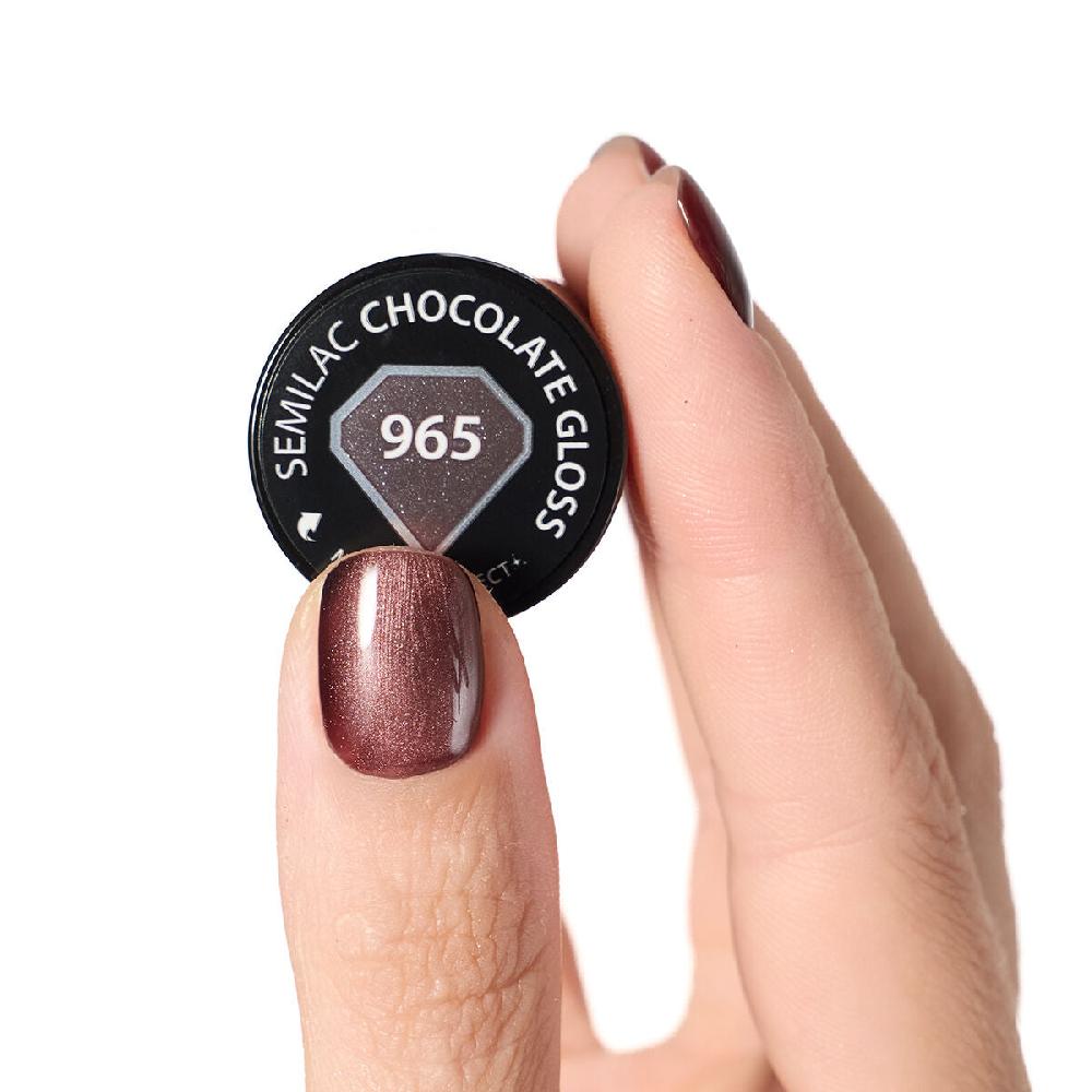 Semilac 965 Chocolate Gloss - Semilac Soak Off Gel / Hybrid Nail Polish UV Hybrid Color