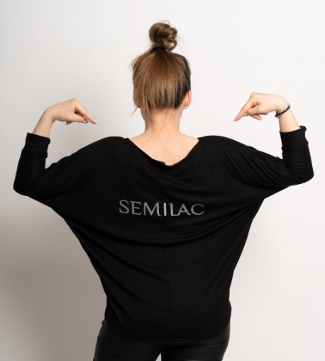 semilac Oversized Black Blouse With SEMILAC Logo SIZE: L Apron