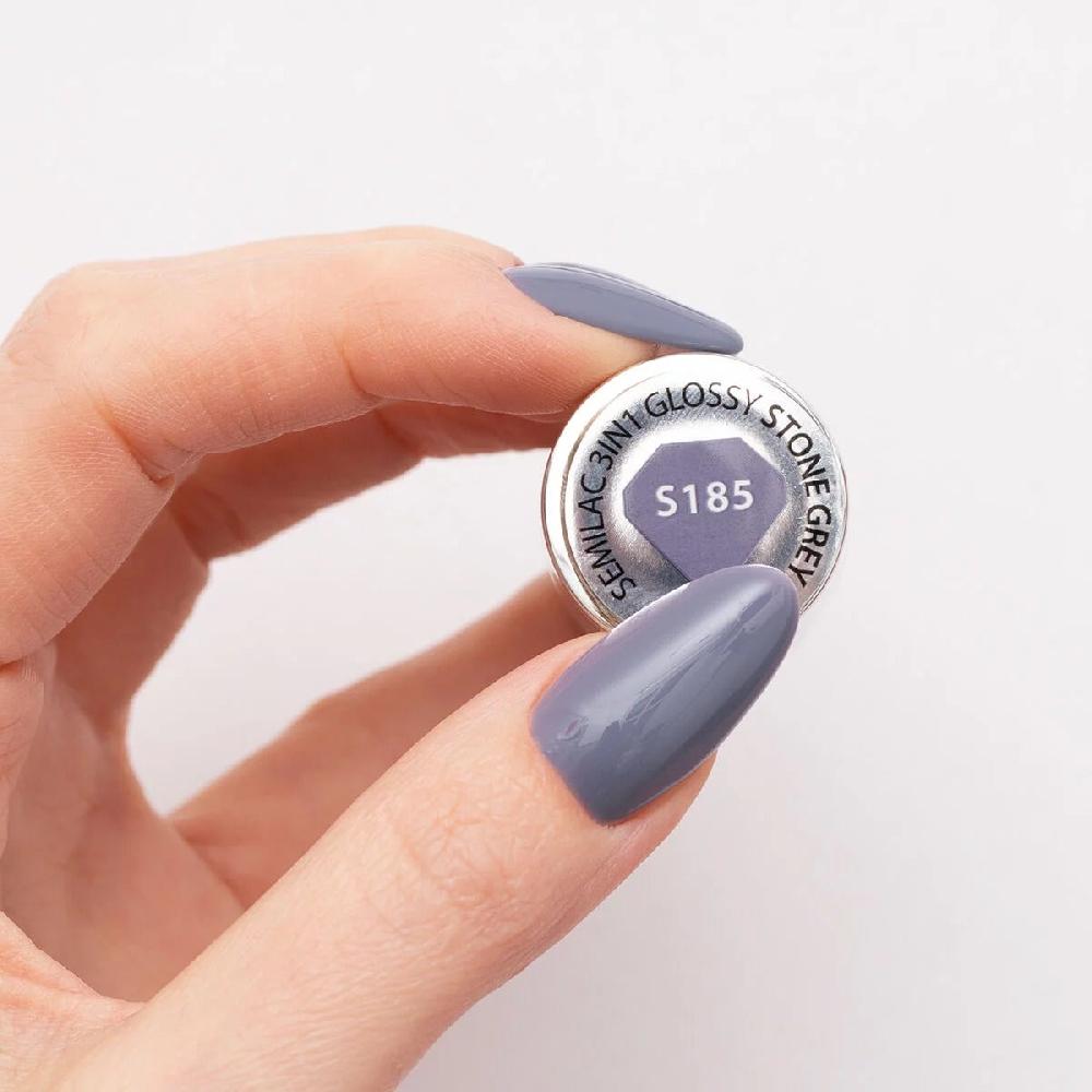 Semilac S185 Stone Grey - Semilac STEP ONE Hybrid 3IN1 Gel / Hybrid Nail Polish ONE STEP