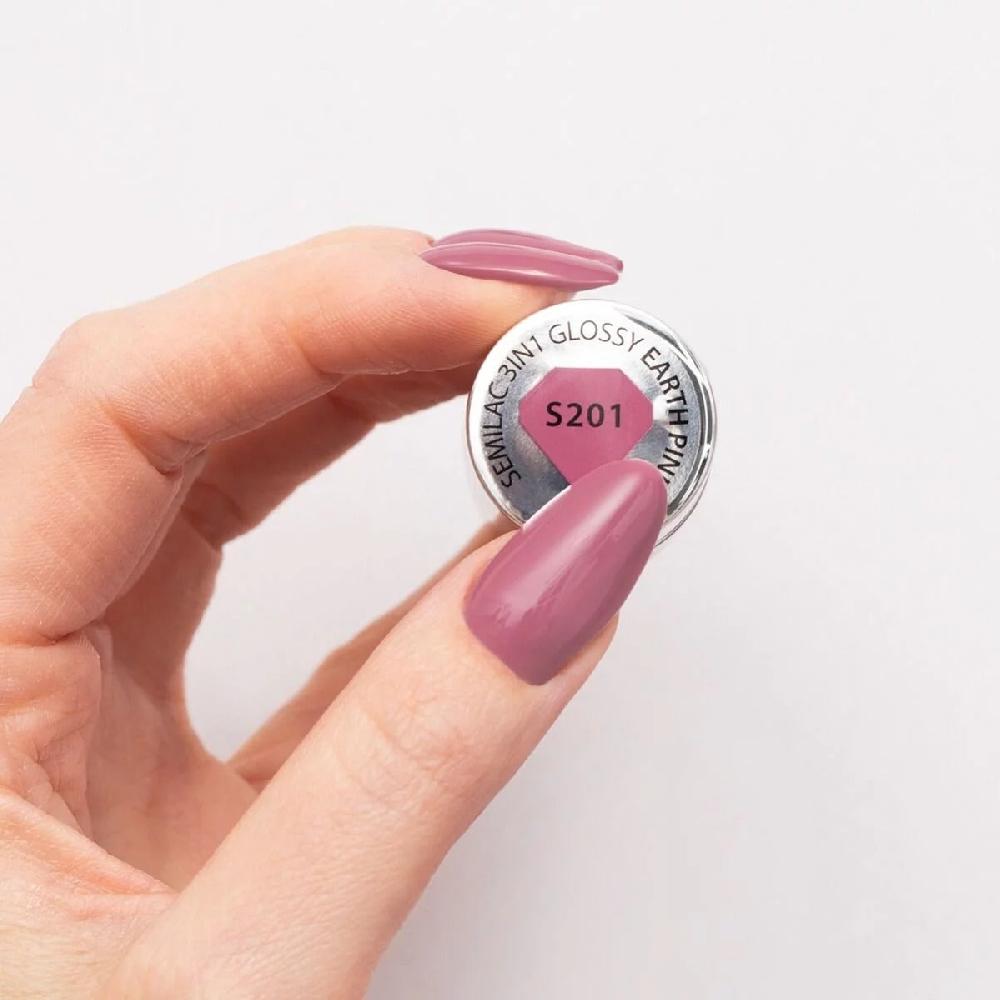 Semilac S201 Earth Pink - Semilac STEP ONE Hybrid 3IN1 Gel / Hybrid Nail Polish ONE STEP