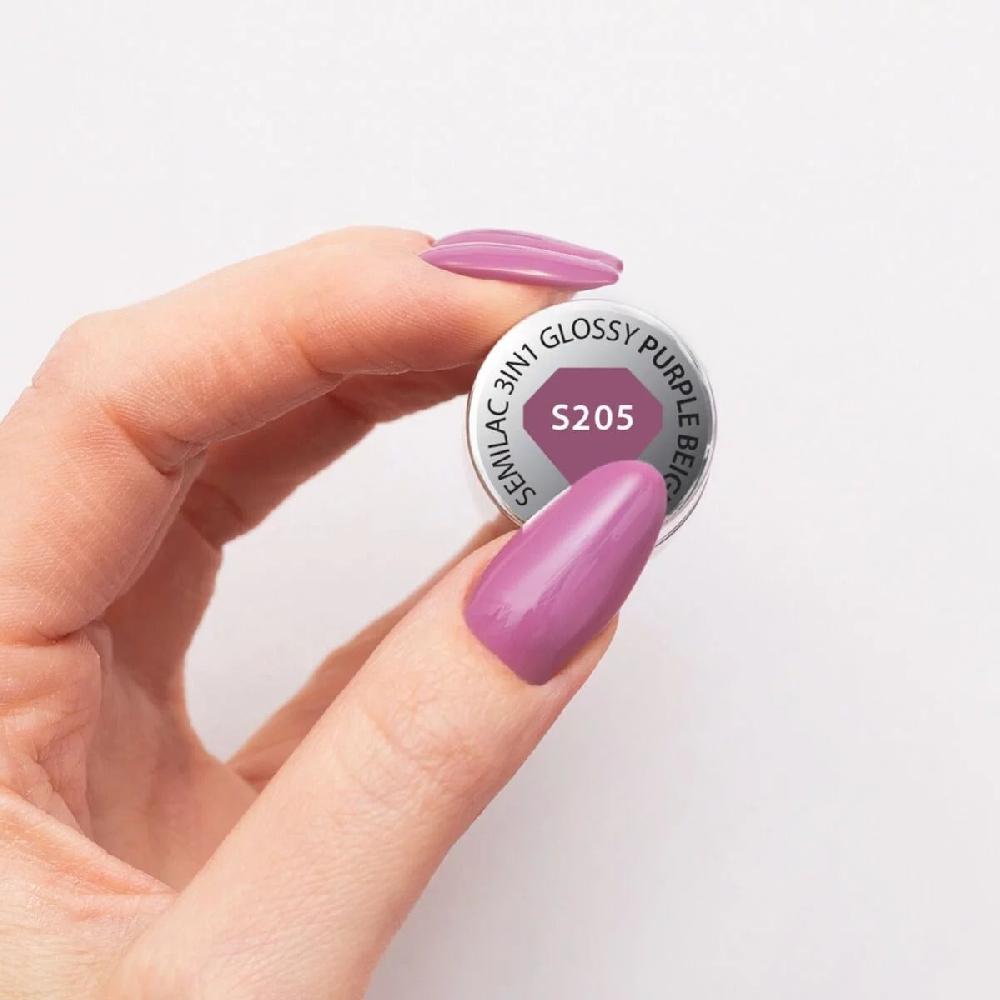 Semilac S205 Purple Beige - Semilac STEP ONE Hybrid 3IN1 Gel / Hybrid Nail Polish ONE STEP