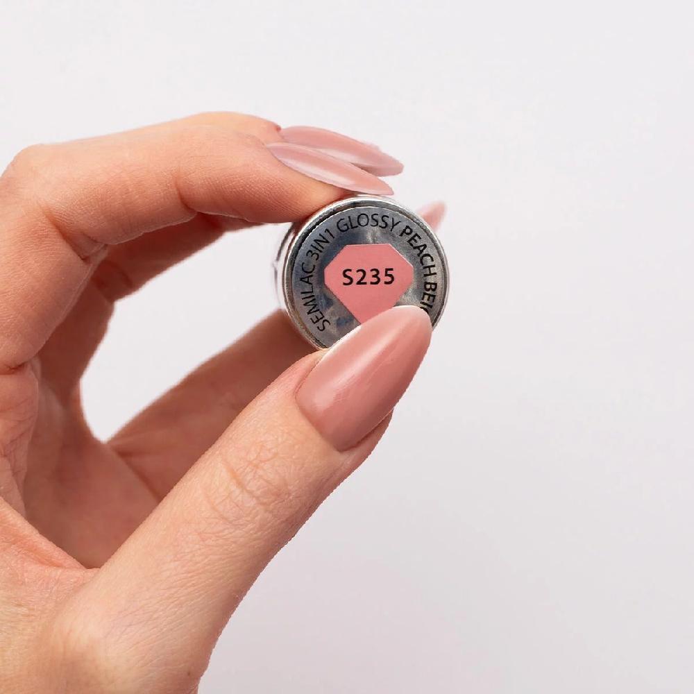 Semilac S235 Peach Beige - Semilac STEP ONE Hybrid 3IN1 Gel / Hybrid Nail Polish ONE STEP