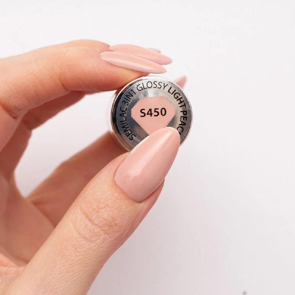 Semilac S450 Light Peach - Semilac STEP ONE Hybrid 3IN1 Gel / Hybrid Nail Polish ONE STEP