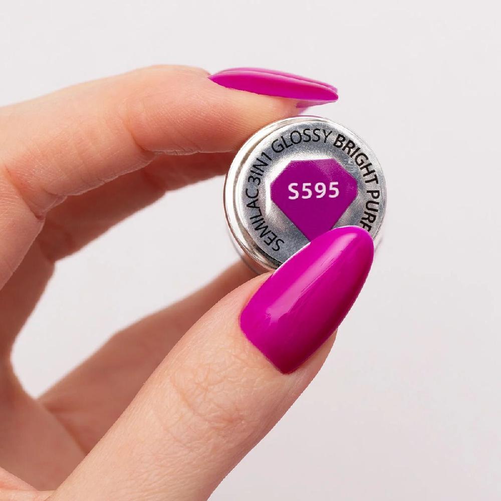 Semilac S595 Bright Purple - Semilac STEP ONE Hybrid 3IN1 Gel / Hybrid Nail Polish ONE STEP