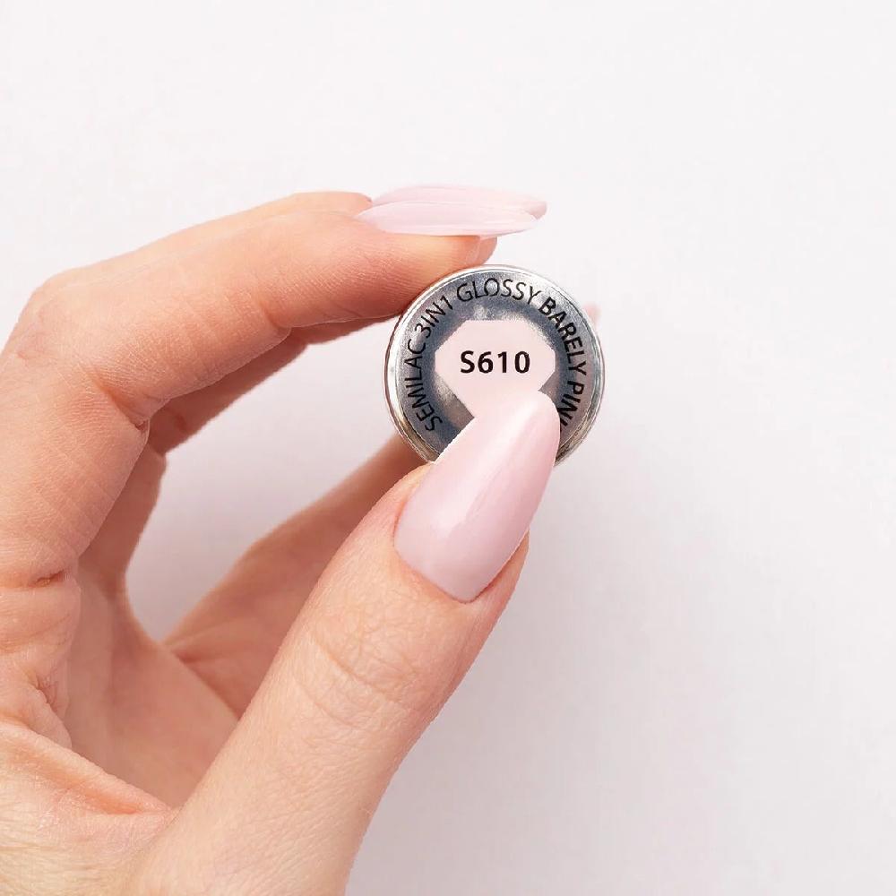 Semilac S610 Barely Pink - Semilac STEP ONE Hybrid 3IN1 Gel / Hybrid Nail Polish ONE STEP