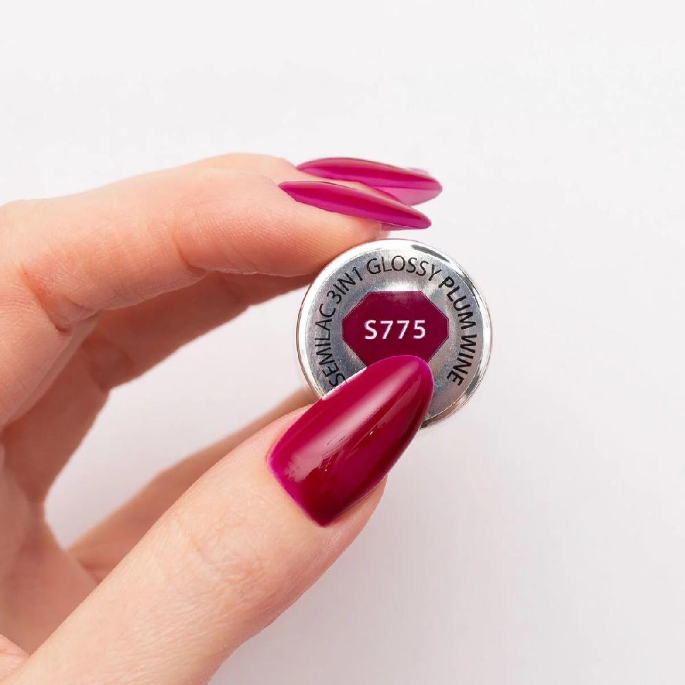 Semilac S775 Plum Wine - Semilac STEP ONE Hybrid 3IN1 Gel / Hybrid Nail Polish ONE STEP