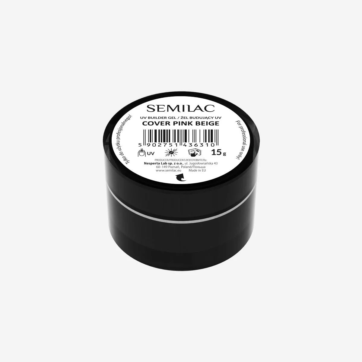 semilac Semilac Builder Gel Cover Pink Beige 0.53 oz Gel Nail Polish