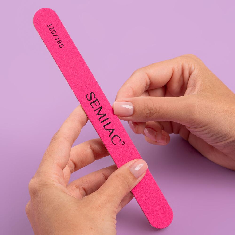 Semilac Semilac Straight Wooden Nail File PINK 120/180 Nail Tools
