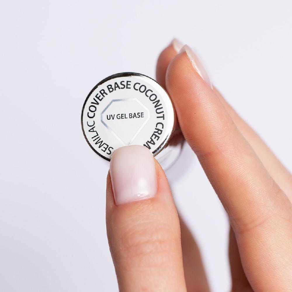 Semilac Skin Tone Cover BASE Coconut Cream - Semilac Soak Off Gel / Hybrid Nail Polish UV Hybrid Base/Top