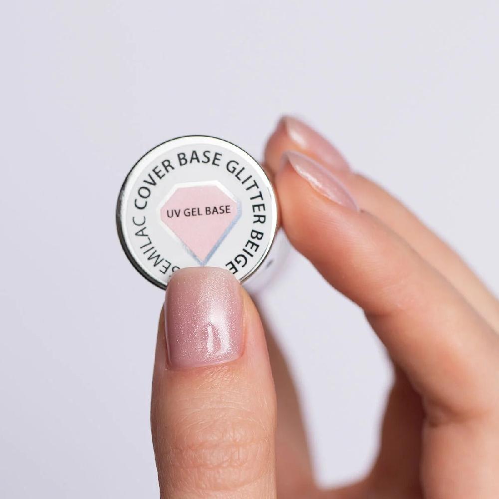 Semilac Skin Tone Cover BASE Glitter Beige - Semilac Soak Off Gel / Hybrid Nail Polish UV Hybrid Base/Top