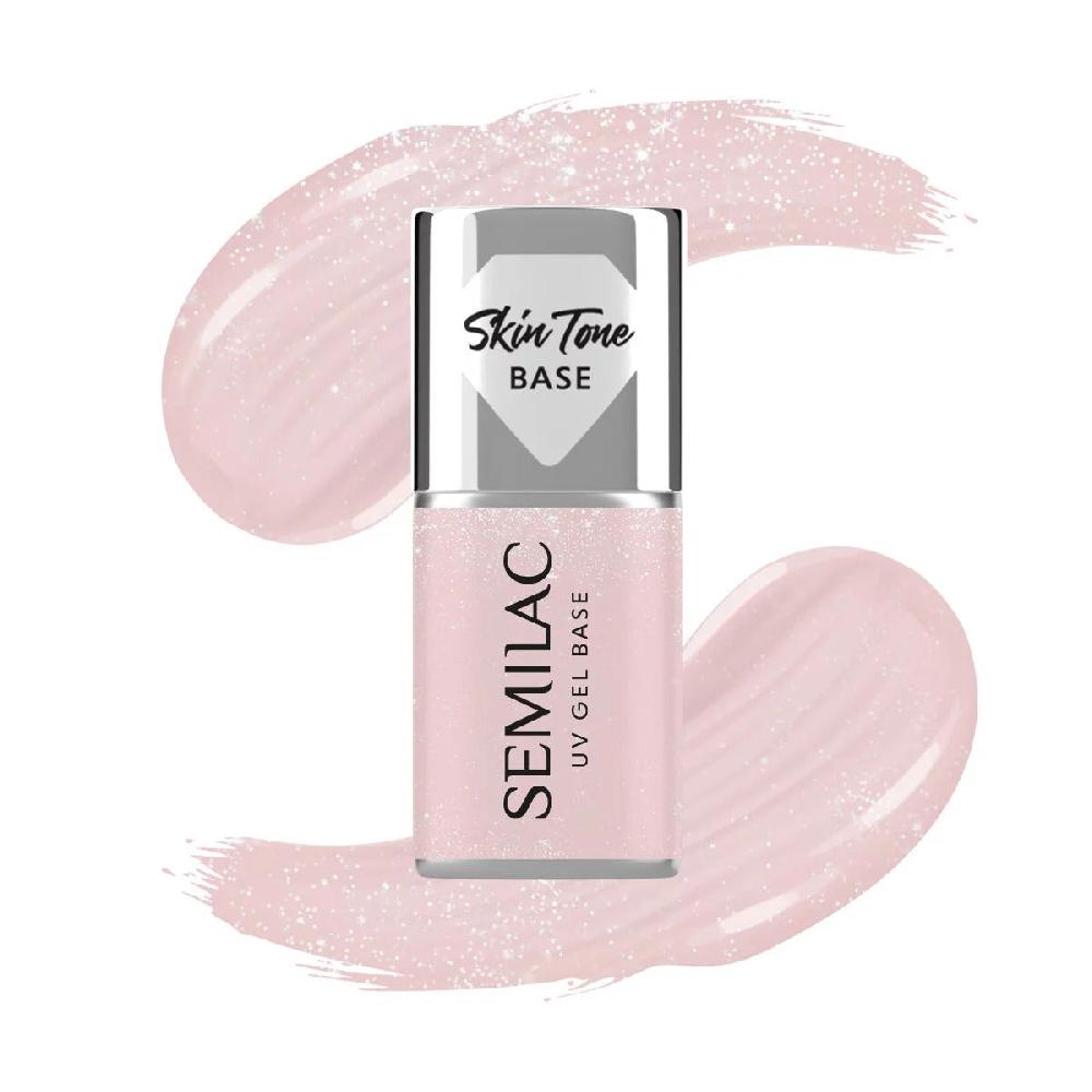 semilac Skin Tone Cover BASE Glitter Beige - Semilac Soak Off Gel / Hybrid Nail Polish UV Hybrid Base/Top