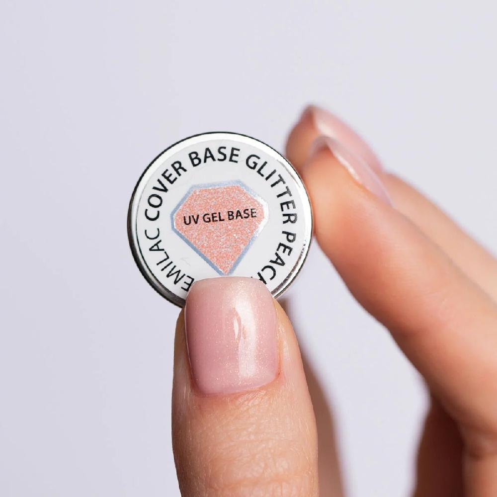 Semilac Skin Tone Cover BASE Glitter Peach - Semilac Soak Off Gel / Hybrid Nail Polish UV Hybrid Base/Top