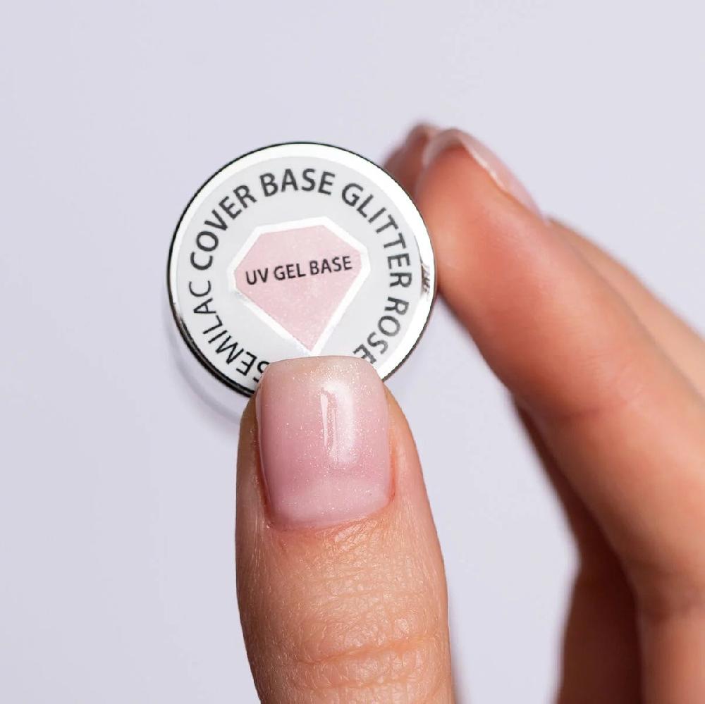 Semilac Skin Tone Cover BASE Glitter Rose - Semilac Soak Off Gel / Hybrid Nail Polish UV Hybrid Base/Top