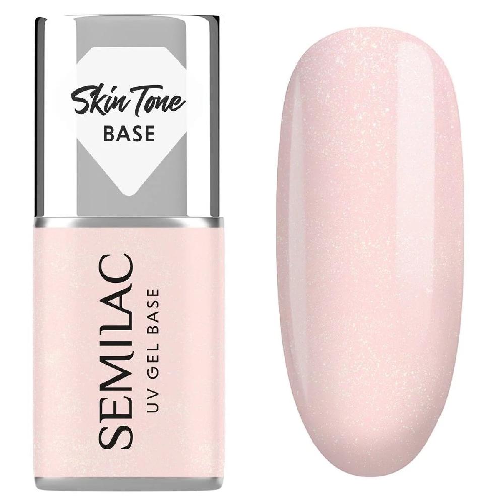 semilac Skin Tone Cover BASE Glitter Rose - Semilac Soak Off Gel / Hybrid Nail Polish UV Hybrid Base/Top